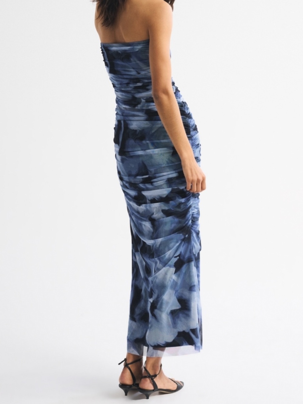 Strapless Ruched Mesh Dress - Picture 2 of 6